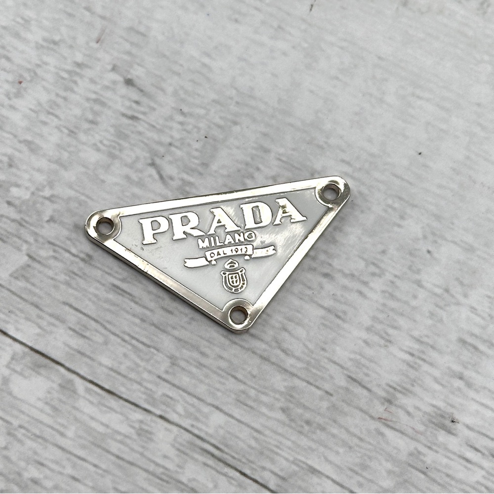 AUTHENTIC Prada charm on sterling silver chain. White and silver. - Picture 6 of 9